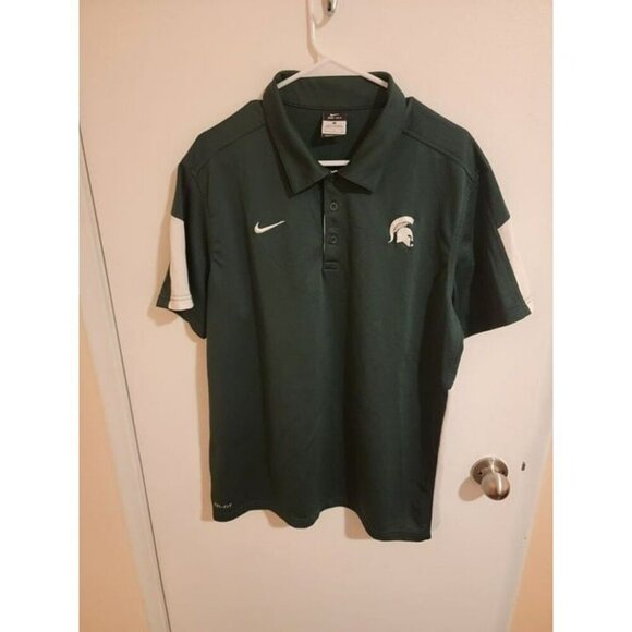 Nike Drifit MSU Michigan State Spartans Football Performance Polo Mens Large - Picture 1 of 6